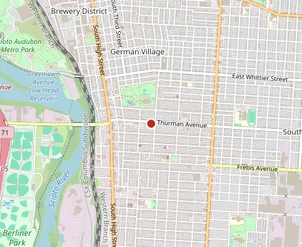 Map showing The Thurman Cafe
